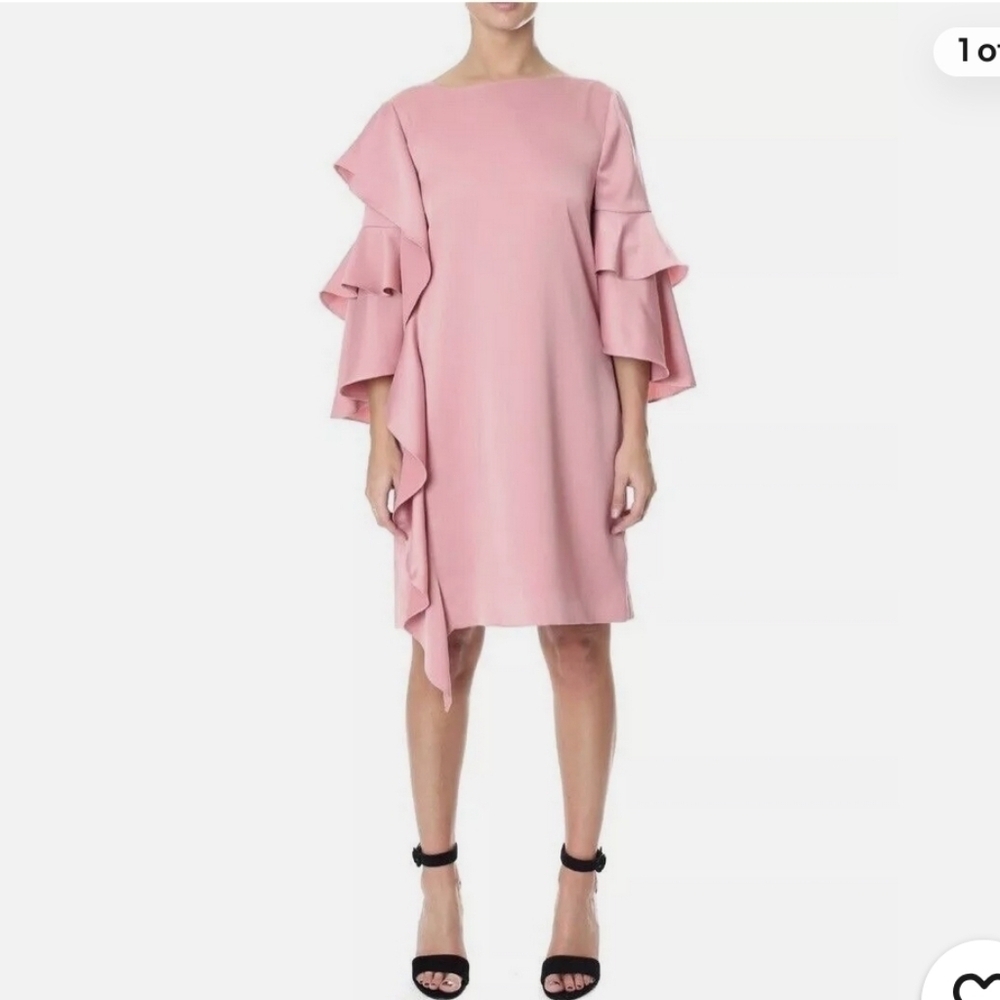 NWT Ted Baker London Eicio Layered Ruffle Frill Detail Mini Dress US 12 Pink - Picture 3 of 13